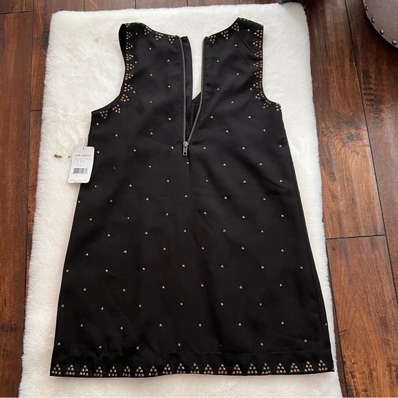 Free People Soho Studded Sleeveless V  Neck Mini Dress Black Size 0 NWT - Picture 13 of 16
